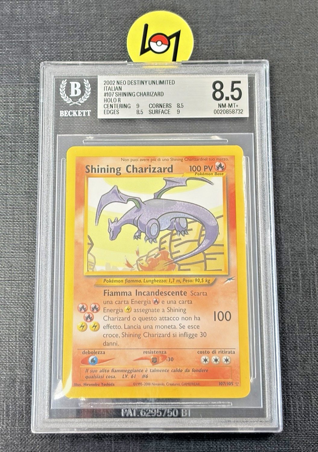 Pokemon Shining Charizard BGS8.5 Italiano Holo Neo Destiny Unlimited 2002 Shiny – Foto 1